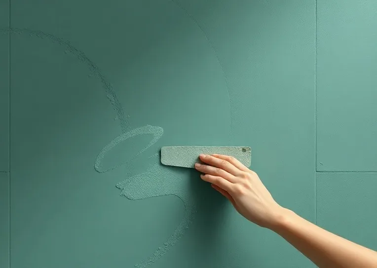 Application d'un enduit décoratif à la lisseuse sur un mur